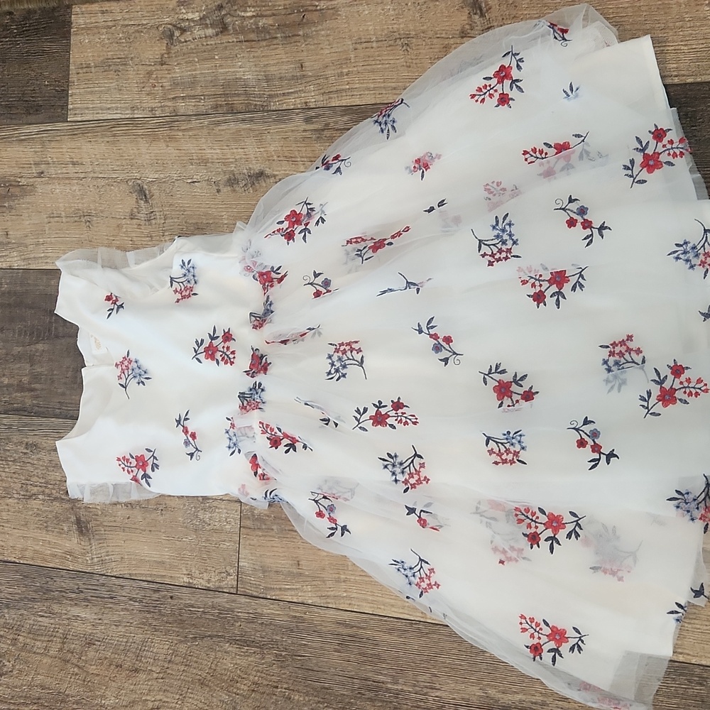 Kensie Girl White Dress with Red and Blue Floral Design